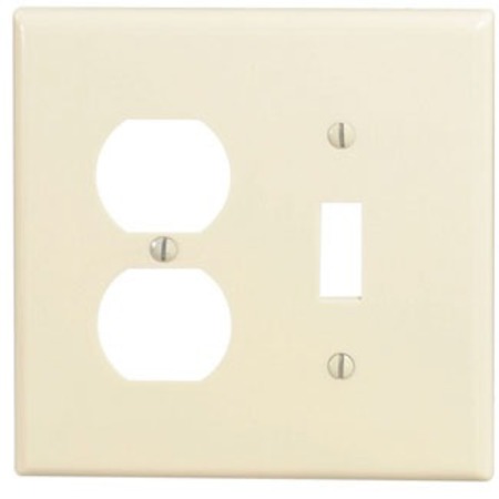 LEVITON Wallplates 2 Gang 1 Tgle 1 Dup Recep Wlplt Mw Iv 80505-I